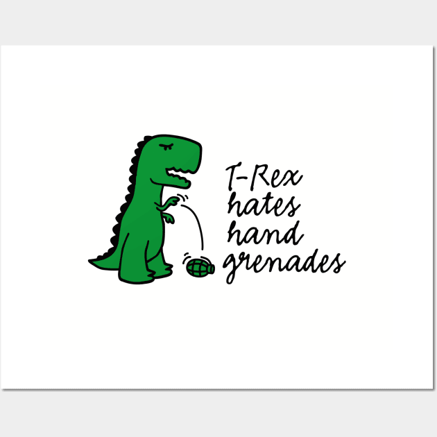 T-rex hates hand grenades army infantry soldier funny military veteran Wall Art by LaundryFactory